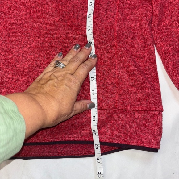 The North Face Red Heathered Fleece 1/4 Zip Hoodie Women's M - Picture 9 of 11